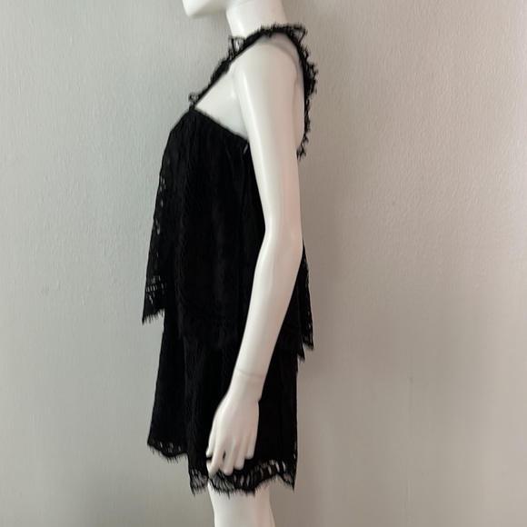 ALEXIS black lace tiered halter straps cocktail party dress S - Picture 5 of 8